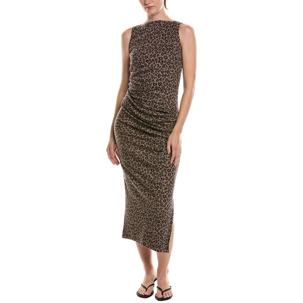 Michael Stars Womens  Reign Knife Neck Midi Pleated Dress